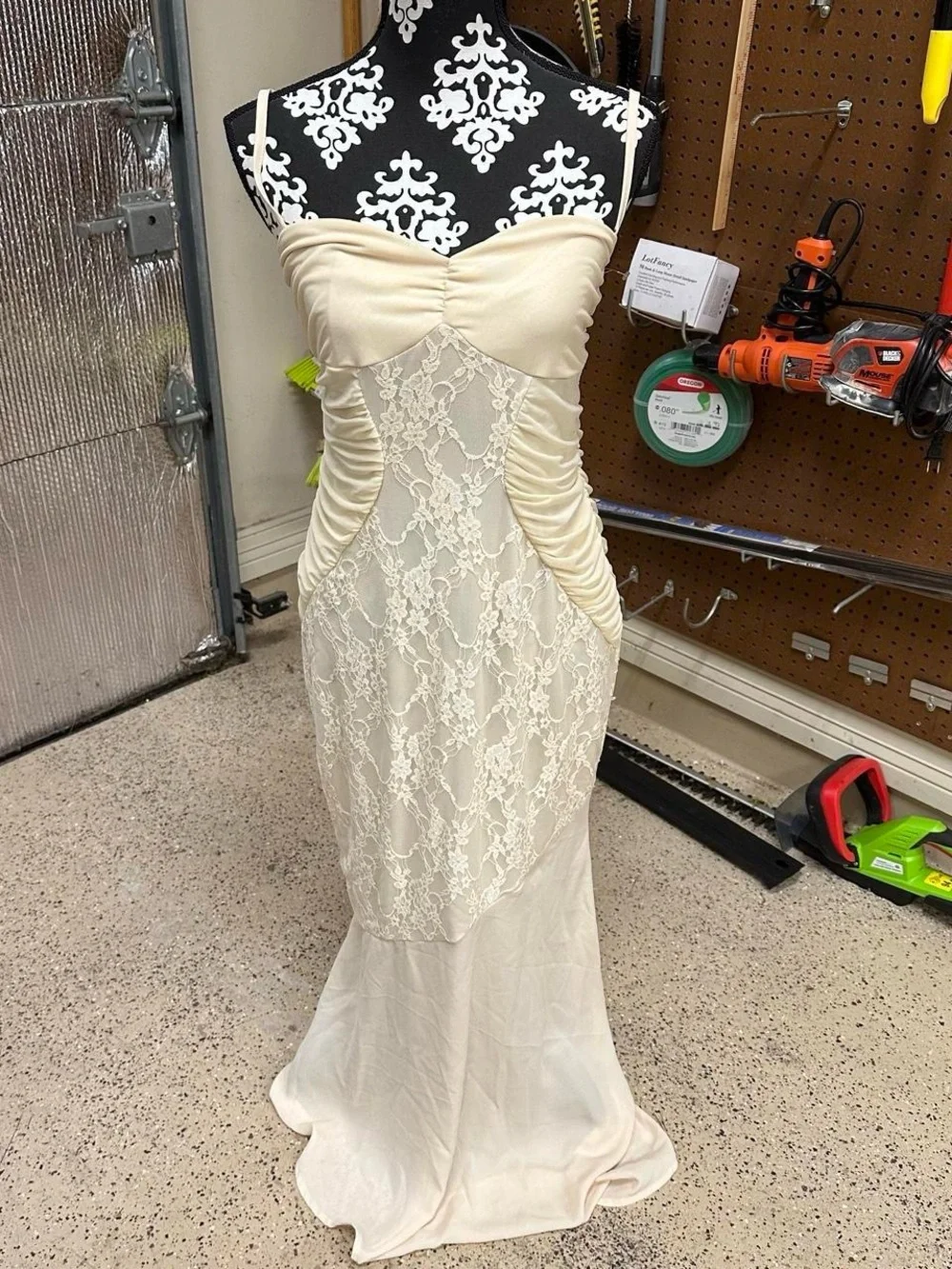 Formal elegant Floral lace vintage style long dress.